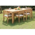 thumbnail image 5 of Teak Dining Set: 6 Seater 7 Pc: Large Caranasas 122" Double Extensions Premium Rectangle Dining Table & 6 Montana Stacking Arm/Captain Chairs Outdoor Patio Grade-A Teak Wood WholesaleTeak #WMDSMT12, 5 of 7