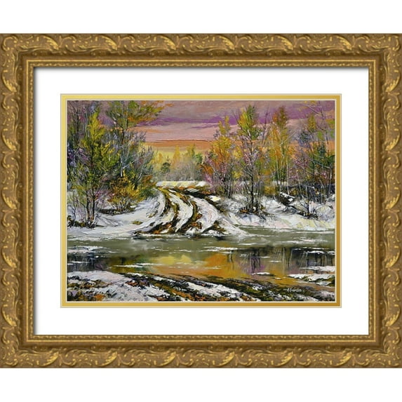 Chodyukov, Aleksander 14x12 Gold Ornate Wood Framed with Double Matting Museum Art Print Titled - Ford accros the River