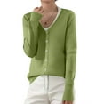 thumbnail image 2 of YDDIAN Womens Summer Long Sleeve Cardigan Loose Fit Y2k Knit Sweaters Button Up V Neck Winter Dressy Cute Cardigan Green XL, 2 of 5