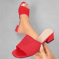 thumbnail image 2 of Square Open Toe Heeled Sandals for Women Low Block Chunky Heel Sandals Slip on Mules Comfortable Dress Shoes Red 9(42), 2 of 9