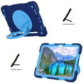 thumbnail image 3 of ELEHOLD Rugged Case for iPad 10th Gen 10.9 inch 2022,Three-Layer Protection PC+Silicone Case with 360° Rotatable Folding Handle Grip Kickstand Shoulder Strap Pencil Holder Shockproof Case,Navy+Blue, 3 of 8