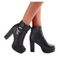 thumbnail image 4 of NOKIO Women's Chunky Platform Booties Women'S Statement Buckle Ankle Boots Fashion Women's Shoes Breathable High Heels Retro Zipper Short Boots Women'S Stylish Block Heel Ankle Boots, 4 of 9