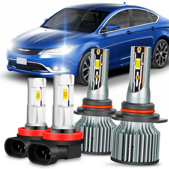 WVKVII For Chrysler 200 2013 2014 2015 LED Combo 9012 Headlight H11 Fog Light Bulbs Kit 6500K White 4x