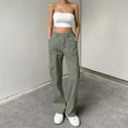 thumbnail image 2 of Cargo Pants for Women High Waisted Casual Pants Baggy Stretchy Wide Leg Y2K Streetwear with 6 Pockets, 2 of 7