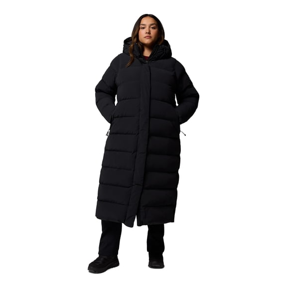 Columbia Women's Amaze Puff Long Hooded Down Jacket, 650 Fill Power, Omni-Shield Water Repellent, Black, X-Large, 213489