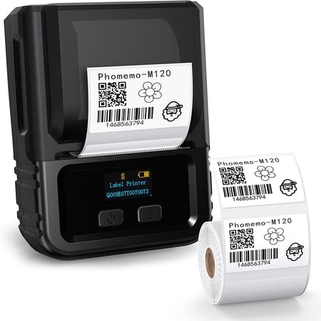 Phomemo M120 Thermal Barcode Label Printer, Black