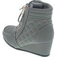 thumbnail image 5 of LINK PEGGY-63K Children Girl's Wedge Heel Lace Up Diamond Shape Quilted Sneakers, 5 of 7