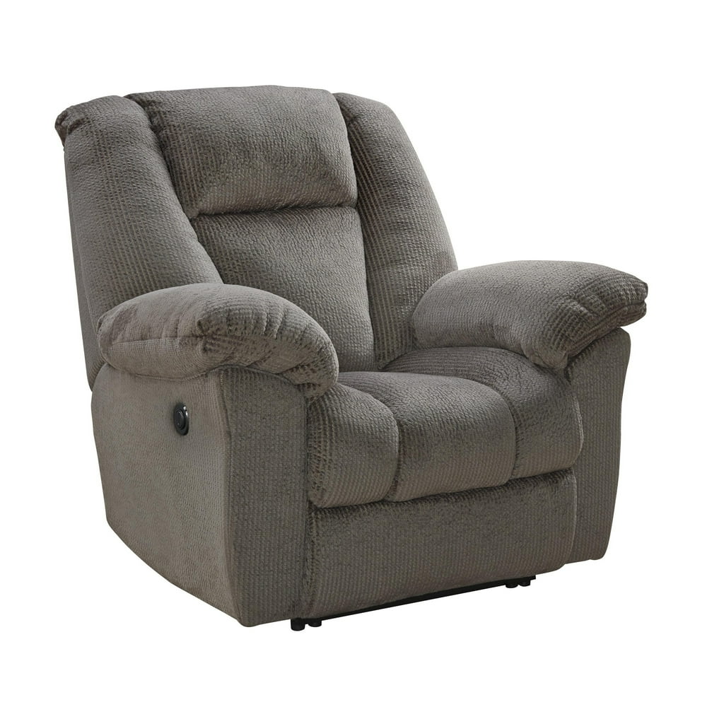 Fabric Upholstered Metal Frame Power Recliner with Pillow Armrests
