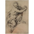 thumbnail image 2 of Peter Paul Rubens 14x18 Black Ornate Wood Framed Double Matted Museum Art Print Titled - A Faun Grasping a Bunch of Grapes (After 1616/18), 2 of 5