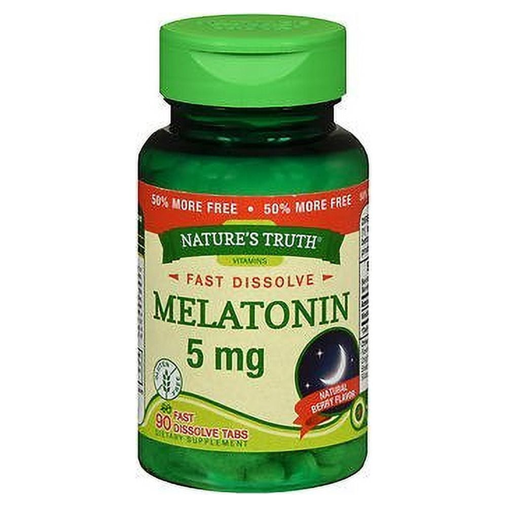 Nature's Truth Melatonin Fast Dissolve Natural, Berry Flavor, 90ct, 5-Pack