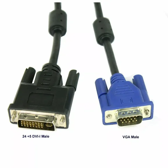 5 Feet Dual Link Dvi-I (24 5 Pin) Male To Vga Male Cable Adapter Black