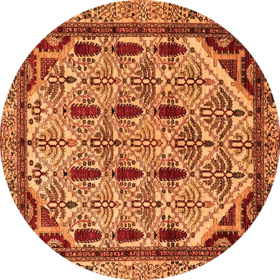 Ahgly Company Indoor Round Abstract Orange Modern Area Rugs, 7' Round