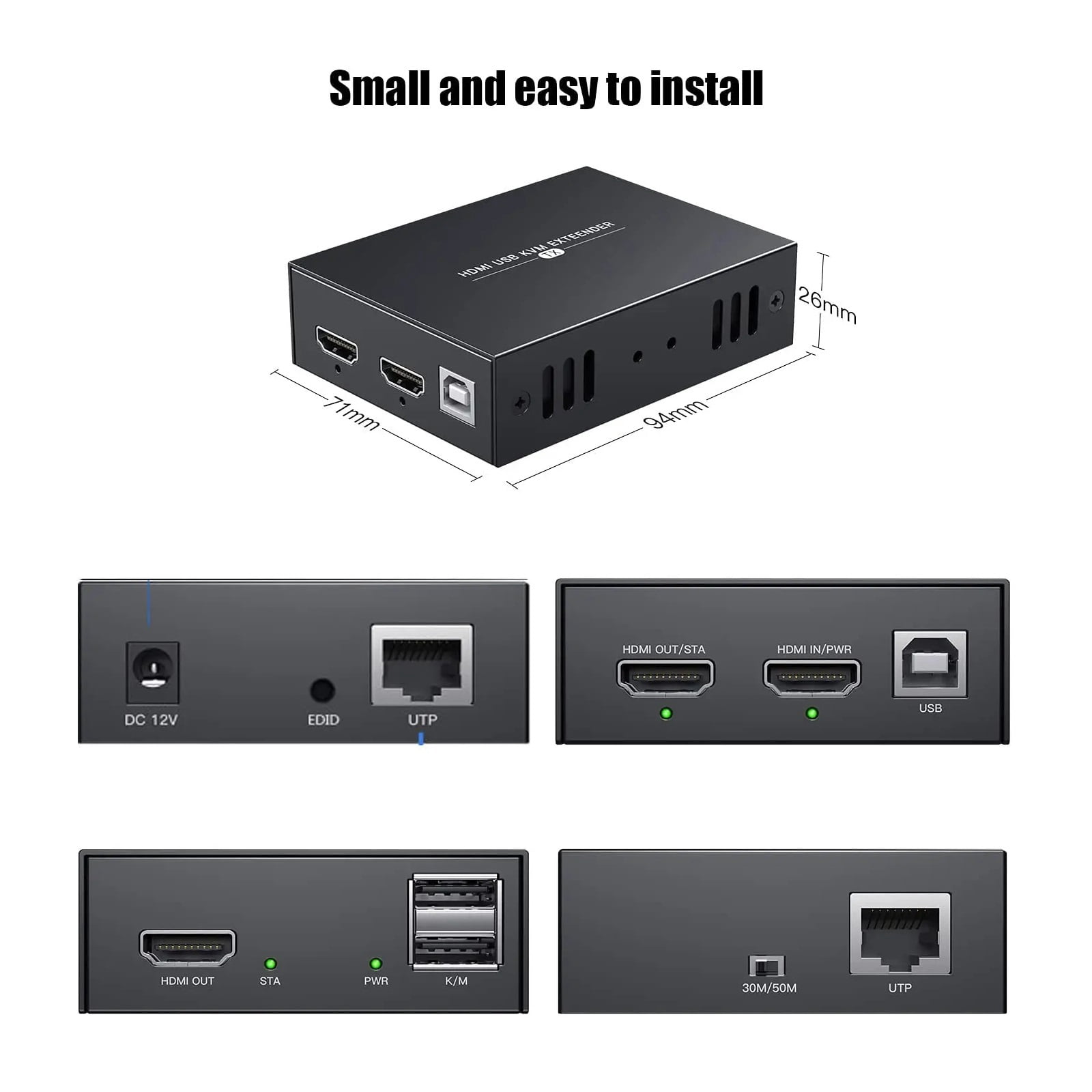 50m KVM USB Extender for Remote Mouse and Keyboard Control of 1080P Signals over Ethernet Cable