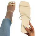 thumbnail image 3 of WEAIXIMIUNG Black Slippers Men Fuzzy Ladies Fashion Summer Solid Color Leather Square Head Open Toe Beach Slippers, 3 of 7