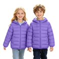thumbnail image 3 of CPNG Girls and Boys Hooded Lightweight Puffer Jacket Solid Color Zip Up Long Sleeve Padded Coat Winter Casual Quilted Outerwear, 3 of 8