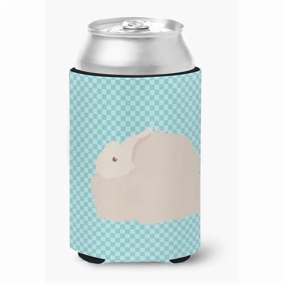 Fluffy Angora Rabbit Blue Check Can or Bottle Hugger