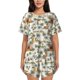 thumbnail image 1 of Fotbe Hawaiian Style Conjunto de Pijama Estampado para Mujer, 2 Piezas, Ropa de Dormir con Camiseta de Manga Corta y Shorts Suaves-XX-Large, 1 of 6