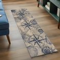 thumbnail image 3 of Ocean Compass 2'x6' Runner Rugs for Hallway Kitchen Bedside Non Slip Washable, Vintage Coastal Starfish Shell Conch Beige Entryway Rug Runners with Rubber Backing, Long Carpet Runner for Laundry Room, 3 of 8