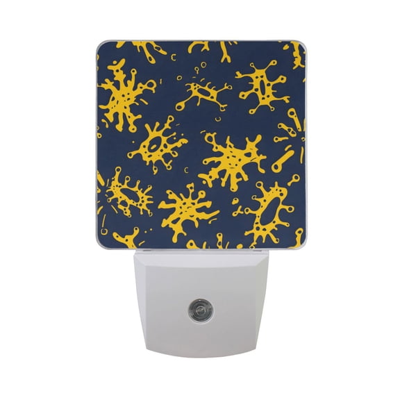 Dark Blue Yellow Splashes Night Light 2 Pack LED Nightlight Plug into Wall Dusk to Dawn Sensor Soft White