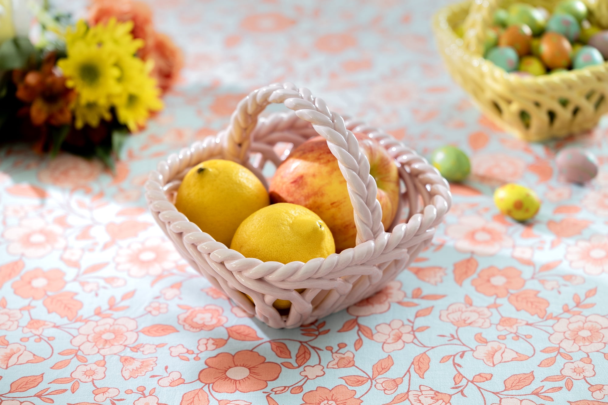 Potter's Studio 7.25" Hand Woven Easter Medium Basket - Pink Grace Teaware