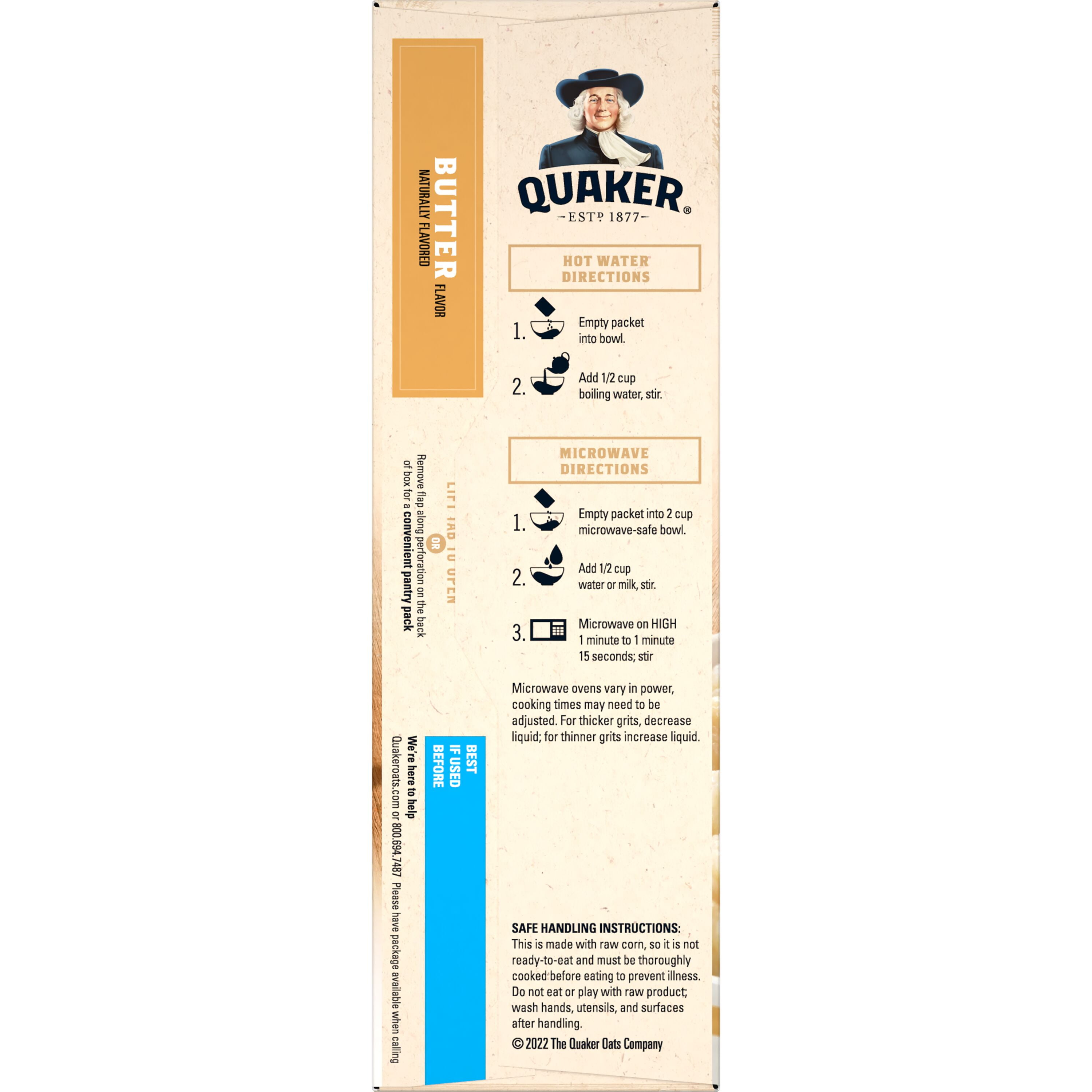 (3 pack) Quaker Instant Grits Butter 0.98 oz each, 10 Count