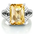 thumbnail image 2 of Gem Stone King 925 Sterling Silver Yellow Citrine and Black Diamond Engagement Ring for Women (6.79 Cttw, Gemstone November Birthstone, Emerald Cut Checkerboard 14X10MM, Size 5), 2 of 5