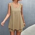 thumbnail image 5 of REORIAFEE Two Piece Outfits for Women Lounge Sets Going out Outfits Women's Spring Summer Tank Top Shorts Two Piece Casual Home Set Khaki L, 5 of 7