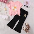 thumbnail image 2 of TOWED22 Little Girl Summer Outfits Clothes Sweet 2 Piece Set Scallop Edge Tee Flared Pants J,2-3 Y, 2 of 3