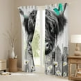 thumbnail image 3 of Erosebridal Highland Bull Curtains Pack of 2 (42x90), Chic Daisy Floral 30%-50% Black Out Curtains, Rustic Farmhouse Decorative, 3 of 7