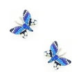thumbnail image 3 of Juego de aretes y cadena con dije con forma de Mariposa, plata mexicana ley .925, Azul marino, 3 of 5