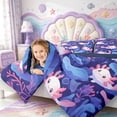thumbnail image 4 of Manfei Colorful Axolotl 7-Piece Twin Bedding,Sealife Amphibian Bedding Comforter Set,Navy Blue Reversible, 4 of 7