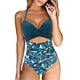 thumbnail image 1 of Gibobby Traje de baño completo mujer Traje de baño de mujer sin espalda estampado a cuadros(Azul,CH), 1 of 4