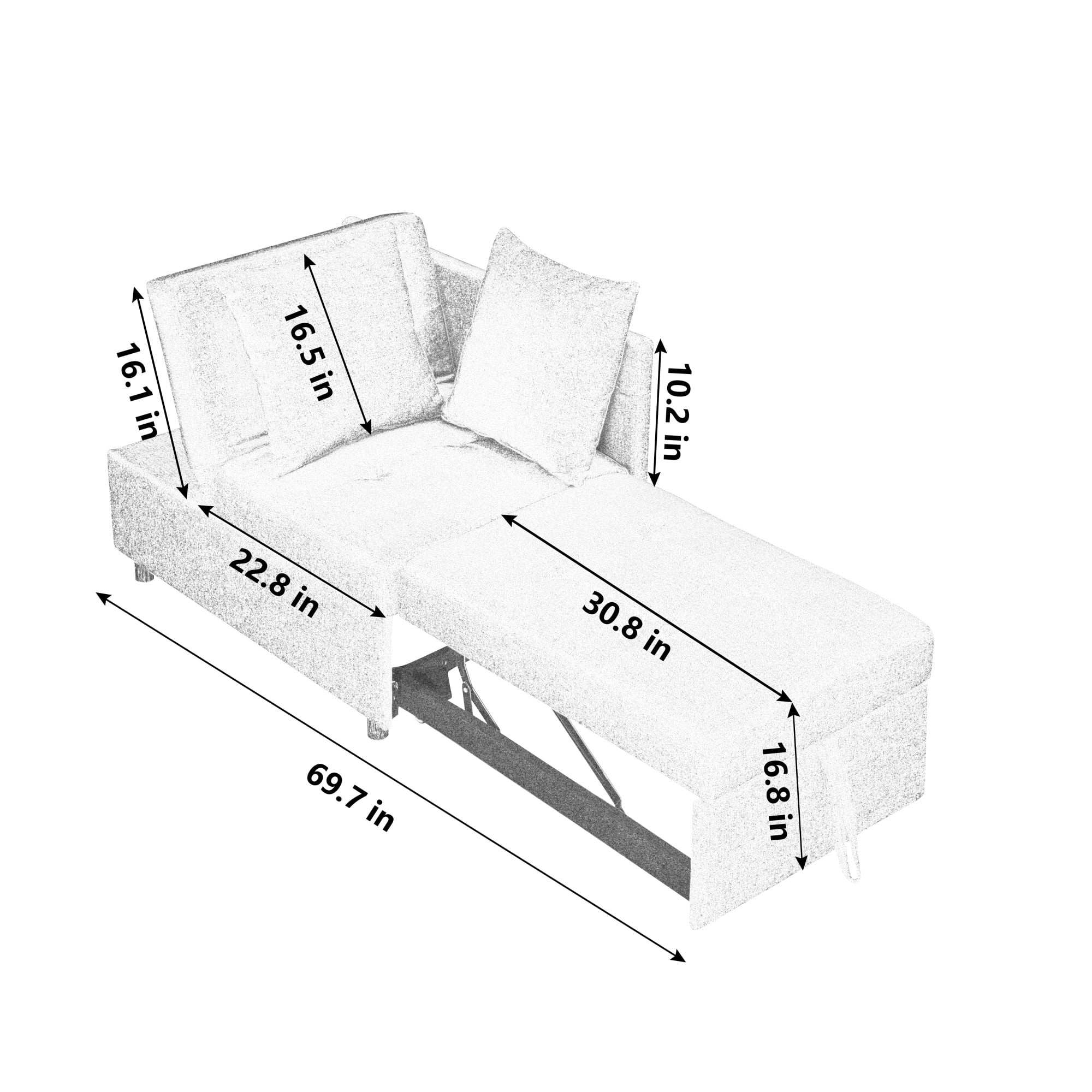 Leumius Sleeper Sofa Chair Bed 3 in 1 Convertible Bed Chair with Adjustable Backrest Linen Sleeper Chair Pull-Out Sofa Bed for Small Spaces,Living Room,Beige02