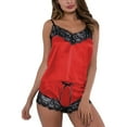 thumbnail image 4 of serony Ensemble de Pyjama à Bretelles en Dentelle pour Femme, Short d'Été, Rouge, 3TG, 4 of 6