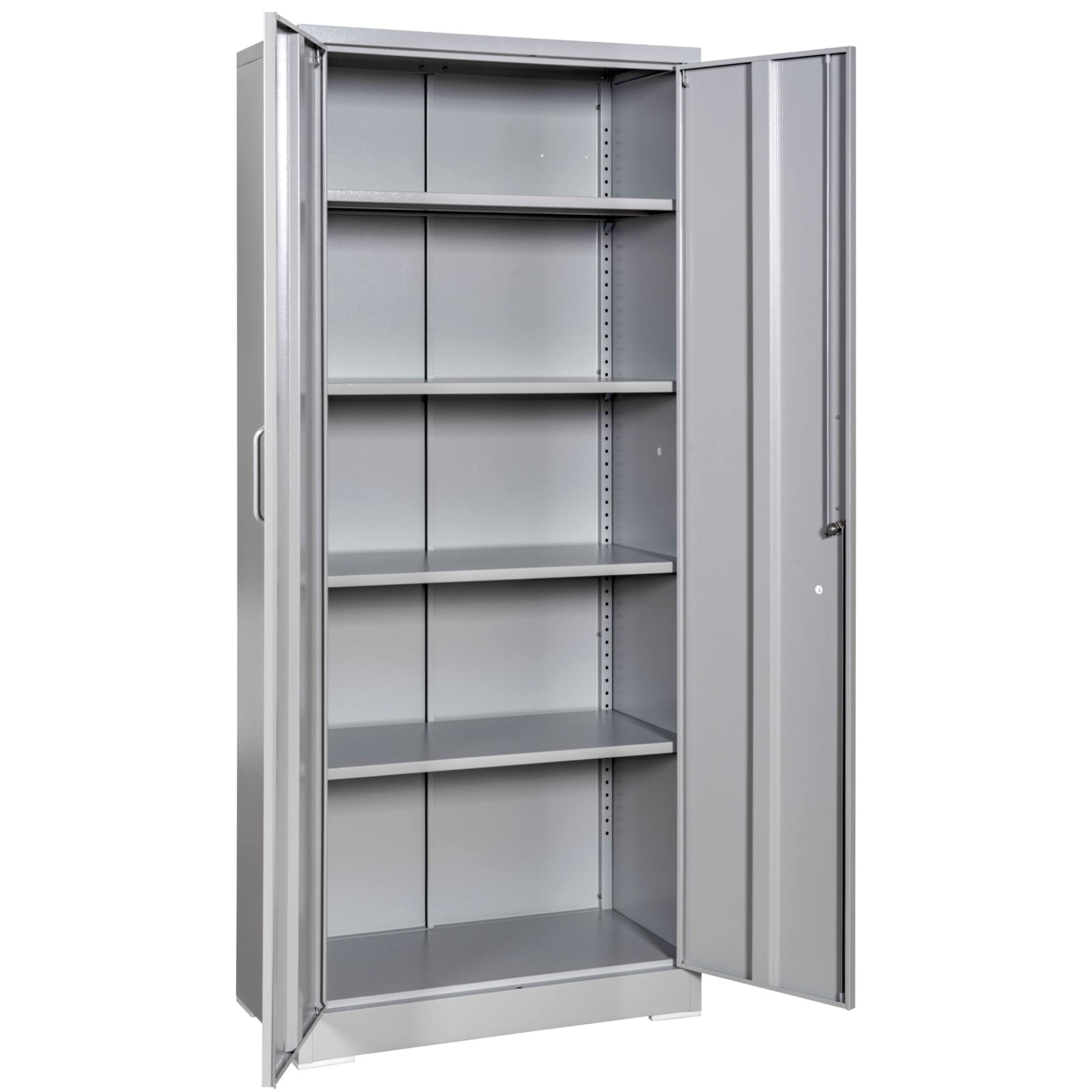 GDF Studio 71" Heavy-Duty Metal Storage Cabinet with Locking Doors & 4 Adjustable Shelves, Gray