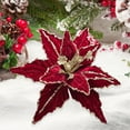 thumbnail image 4 of Large Glitter Christmas Flowers, Artificial Velvet Cloth Christmas Tree Flower Ornaments Fold Floral for Christmas New Year Party Wedding Decorations (Red), 4 of 8