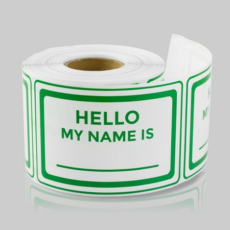 Hello My Name is Stickers (3 x 2 inch, 300 Labels per Roll, 10 Rolls, Green) for Name Tags, Badges, Visitor