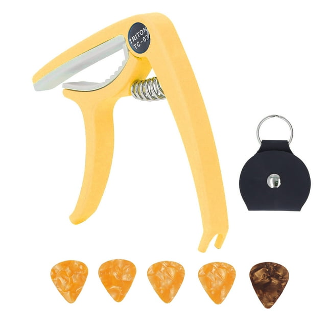 Electric Guitar Capo, ABS Clear Tone Quick Release Easy To Use Wide Application Guitar Capo Set For Ukulele For Mandolin Yellow