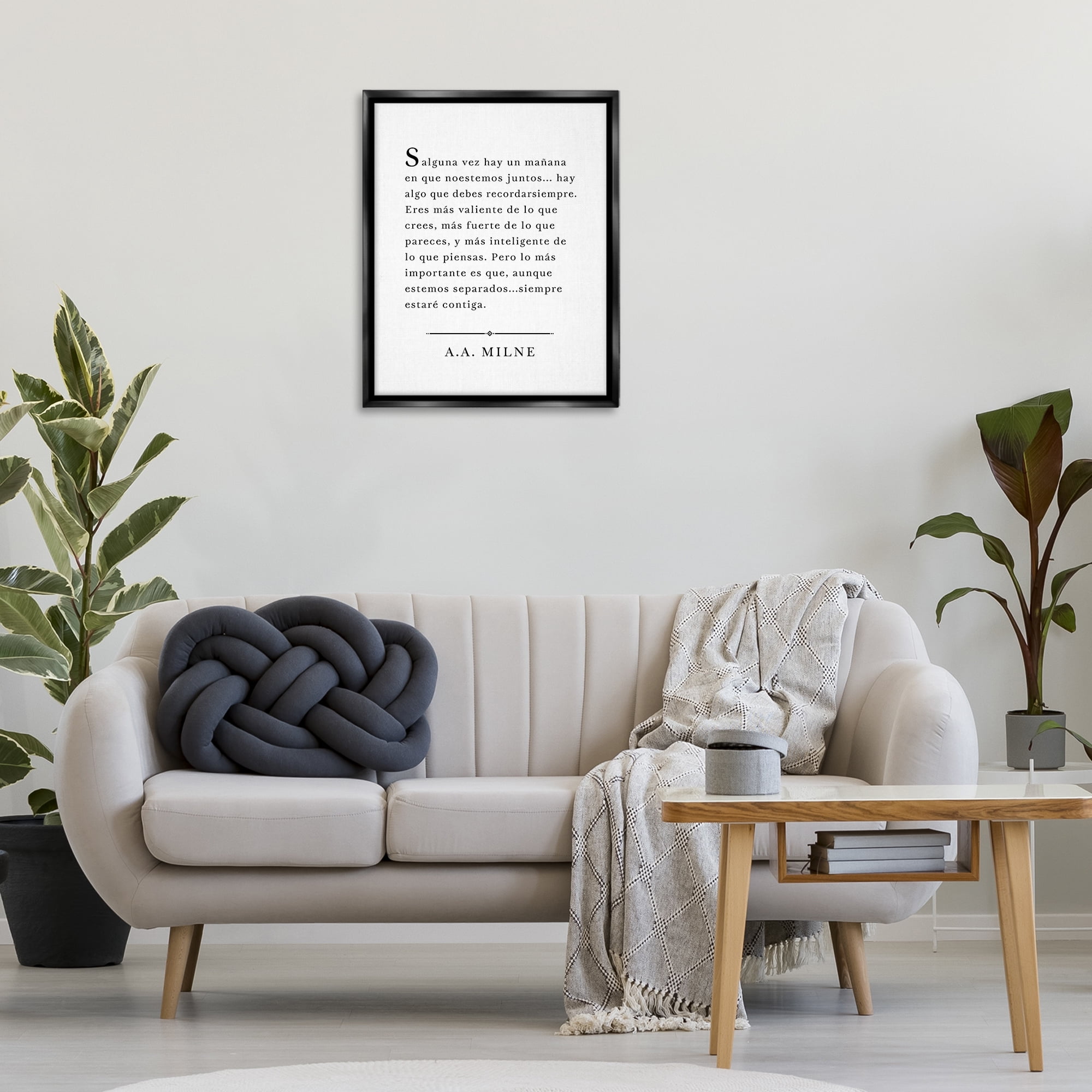 Stupell Industries Siempre Contigo - A.A. Milne Inspirational Quotes & Sayings Painting Black Floater Framed Art Print Wall Art, 25 x 31