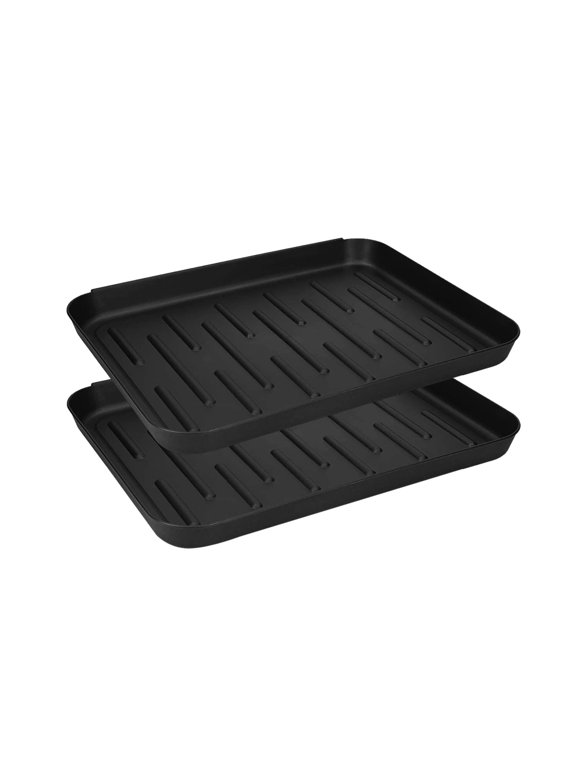AUDeals Boot Tray for Entryway Indoor, Heavy Duty Shoe Mat Tray 2 Packs, 13.7"x10.6" Waterproof Shoe Tray with Raised Edge Outdoor Multi-Purpose Tray for Boots Shoes Garden Pets