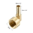 thumbnail image 2 of Uxcell 10mm Barbed x G1/2 Female Thread Brass Hose Barb Fitting Elbow, 2 of 6