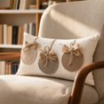 thumbnail image 5 of Farmhouse Fall Pumpkin Lumbar Throw Pillow Cover, Linen Bow Applique, Rustic Cushion Case for Sofa Couch Thanksgiving Decor, 5 of 7