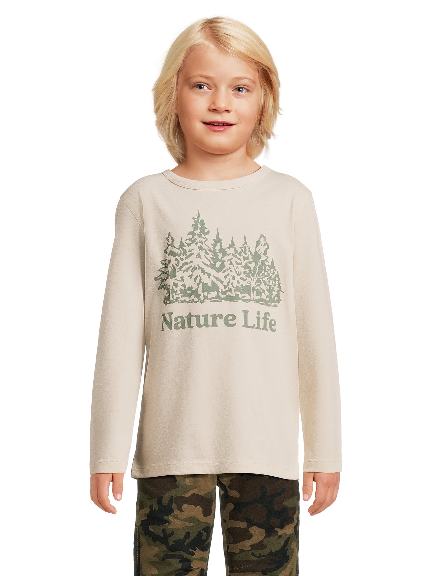Wonder Nation Boys Long Sleeve 3 Pack T-Shirt Bundle, Sizes 4-18 & Husky