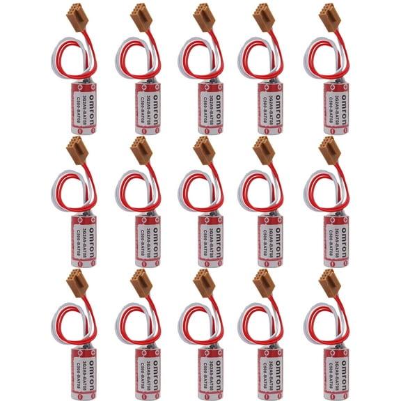 15 PCS ER17/33 PLC Batterywith Brown JAE2.5mm-4P Plug for 3G2A9-BAT08 C500-BAT08 PLC Battery (ER17/33 2/3A 3.6V 1600mAh)