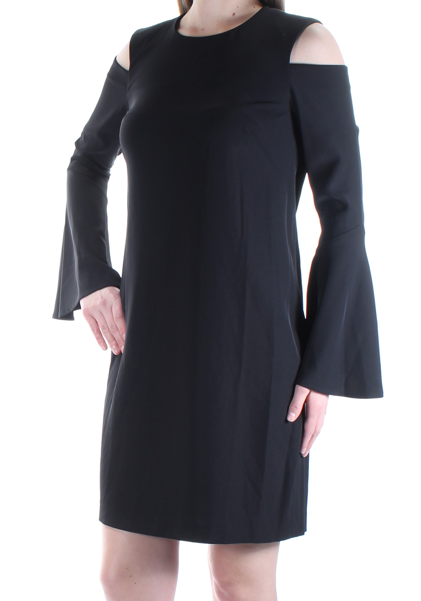 calvin klein bell sleeve black dress