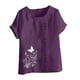 thumbnail image 4 of Vestidos Casuales Para Mujer, Blusas De Mujer De Moda Blusa informal de lino con cuello redondo, manga corta y botones para mujer, 4 of 4