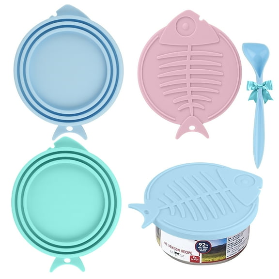 3pcs Pet Food Can Lids   Spoon, TSV FDA Safe BPA Free Silicone Food Can Covers for Cat Dog Canned Food Storage Fresh
