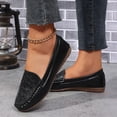 thumbnail image 2 of HEWUQI Women's Penny Loafers Lightweight Hollow out Leather Slip on Cute Business Casual Dress Boat Shoes Work Walking Driving Flats Black Size 6, 2 of 5