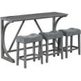 thumbnail image 5 of Holaki 4-Piece Farmhouse Counter Height Dining Set, Bar Table and Chairs Set, Wood Dining Table Set with Power Outlet and 3 Upholstered Stools for Breakfast Nook, Living Room, Gray, 5 of 9