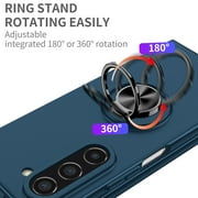 for Samsung Galaxy Z Fold 5 Case, Phone Case Samsung Z Fold 5 5G, Slim Kickstand with 360 Rotating Ring Holder Shockproof Protetive Girls Women PC Cover for Galaxy Z Fold 5 2023, Darkblue